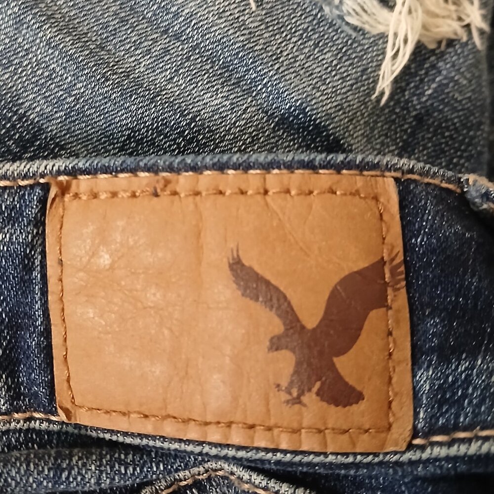 American Eagle Jeans Size 2 Short Ripped Patched Jegging Stretch Distressed - Picture 8 of 10